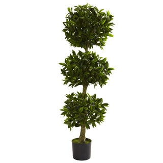 Nearly Natural 5-foot Triple Bay Topiary UV-resistant Indoor/ Outdoor Decorative Plant