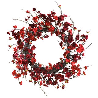 Nearly Natural 24-inch Plum Blossom Wreath