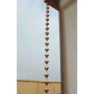 Monarch Pure Copper Zinnia Rain Chain 8.5 Ft Inclusive of Installation Hanger