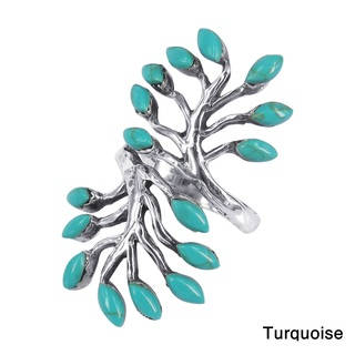 Blossoming Branches Gemstone Petals .925 Silver Wrap Ring (Thailand)