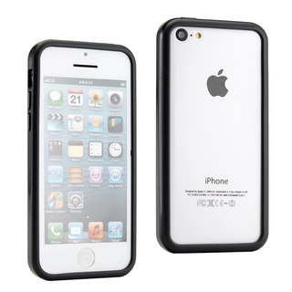 Gearonic Black Hybrid TPU Glossy Frame Bumper Case Cover For iPhone 5C