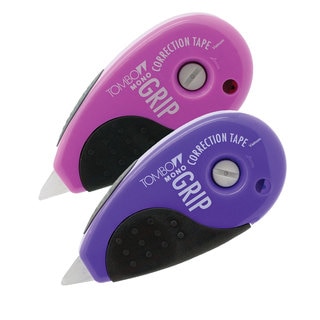 Tombow MONO Grip Top-Action Correction Tape Pink/Purple 1/5" x 394" 2/Pack