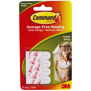 Command Poster Strips White 5/8" x 2-1/8" 12 Strips/Pack