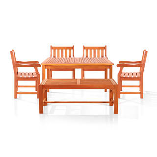 Bonsi Dining Set with Rectangulate Table, Backles Bench and 4 Armchairs