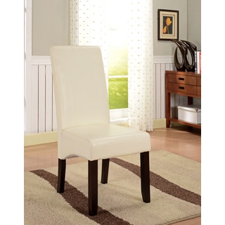 K&B Cream Leatherette Parson Chairs (Set of 2)