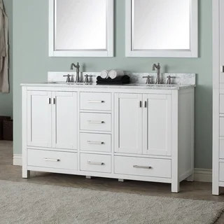 Avanity Modero 60-inch Double Vanity in White Finish with Dual Sinks and Top