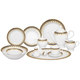 Thumbnail 1, Lorren Home Trends Gold and Blue Accent 57-piece Porcelain Dinnerware Set.