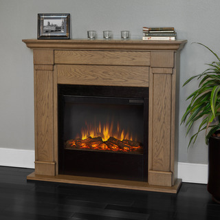 Real Flame Blonde Oak 46 in. L x 9.3 in. D x 41.1 in. H Lowry Electric Fireplace