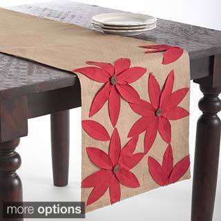 Flower Design Jute Table Runner