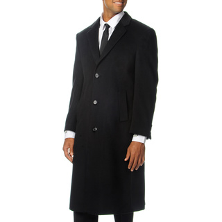Cianni Cellini Men's 'Harvard' Black Wool Blend Long Top Coat