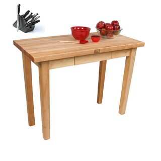 John Boos C01-D Country Maple 35 x 25 Work Table and Henckels 13-piece Knife Block Set