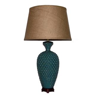 Crown Lighting 1-light Distressed Blue Hobnail Porcelain Table Lamp