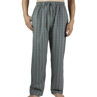 Leisureland Men's Grey Plaid Cotton Lounge Pants