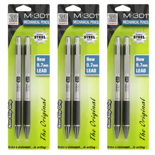 Zebra M-301 Stainless Steel Mechanical Pencils 0.7mm Pack of 6
