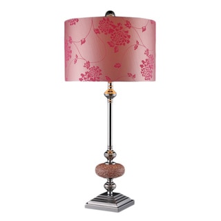 Lauren 1-light Chrome and Pink Mosaic Table Table Lamp