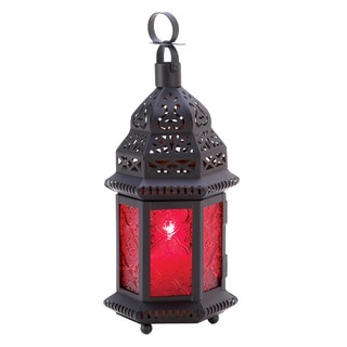 Zingz & Thingz Red Glass Moroccan Lantern