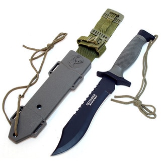 Elite Forces 12-inch Black Survival Bowie Stainless Steel Hunting Knife
