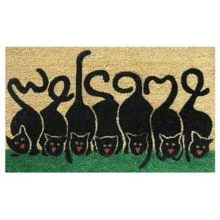 Cats Welcome-Coir with Vinyl Backing Doormat (17" x 29")