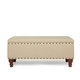 Tan Upholstered Storage Bench with Nailhead Trim by HomePop - Thumbnail 2