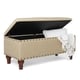 Tan Upholstered Storage Bench with Nailhead Trim by HomePop - Thumbnail 5