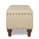 Tan Upholstered Storage Bench with Nailhead Trim by HomePop - Thumbnail 3