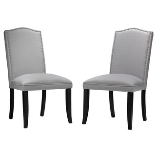 Cortesi Home Gray Linen Camelback Dining Chair (Set of 2)