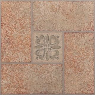 Achim Nexus Beige Terracotta Motif Center 12x12 Self Adhesive Vinyl Floor Tile - 20 Tiles/20 sq Ft.