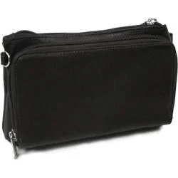 Women's Piel Leather Shoulder Bag/Wristlet 2860 Black Leather
