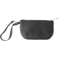 Women's Piel Leather Wristlet Bag 2597 Black Leather