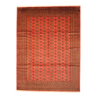 Herat Oriental Pakistan Hand-knotted Prince Bokhara Peach/ Ivory Wool Rug (9' x 12')