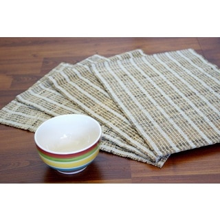 Set of 4 Handmade Natural White Placemats (India)
