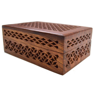 Handmade Lattice Cutwork Wood Box (India)