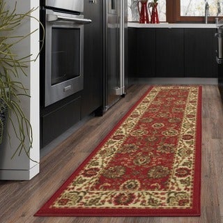 Ottomanson Ottohome Collection Traditional Floral Runner Rug with Non-skid/ Non-slip Rubber Backing (2' x 7')