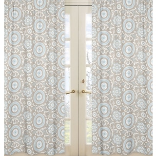 Sweet Jojo Designs Spa Blue, Taupe and White 84-inch Window Treatment Curtain Panel Pair for Blue and Taupe Hayden Collection