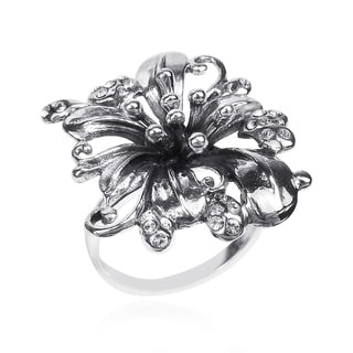 Gorgeous Lily Flower White Cubic Zirconia .925 Silver Ring (Thailand)