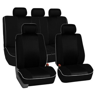 FH Group Black 3D Air-mesh with Edge Piping Car Seat Covers (Full Set)
