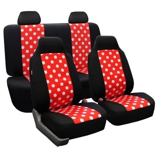 FH Group Red and Black Polka Dots Car Seat Covers (Full Set)