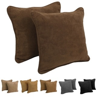 Blazing Needles Neutral 18-inch Square Microsuede Throw Pillows (Set of 2)