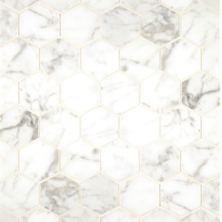 White Carrara Marble Hexagon Mosaic Polished (Box of 10 sheets)