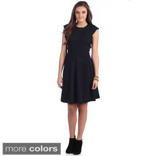 Amelia Fit and Flare Dress with Box Pleated Skirt and Gold Novelty Zipper