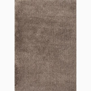 Hand-Made Solid Pattern Taupe/ Tan Polyester Rug (5X8)