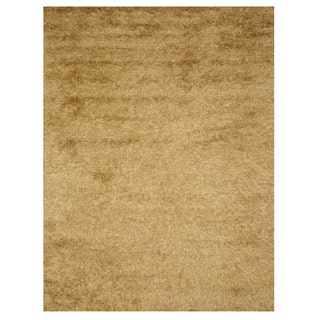 EORC Hand Woven Wool & Viscose Gold and Viscose Shaggy Rug (7'9 x 9'9)