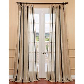 Exclusive Fabrics Natural Linen Blend Stripe Sheer Curtain Panel