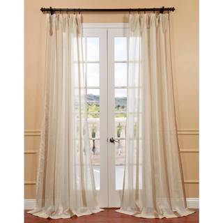 Exclusive Fabrics Carlton Creme Linen Blend Stripe Sheer Curtain Panel