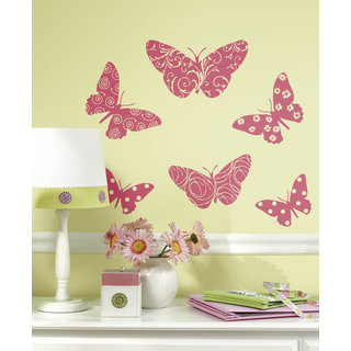 Flocked Butterfly Peel and Stick Wall Decals