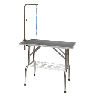 Go Pet Club Heavy Duty Stainless Steel Pet Dog Grooming Table with Arm