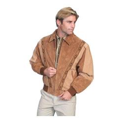 Men's Scully Leather Two-Toned Boar Suede Rodeo Jacket 62 Cafe Brown/Camel
