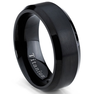 Oliveti Men's Black Plated Titanium Comfort Fit Band (8mm)
