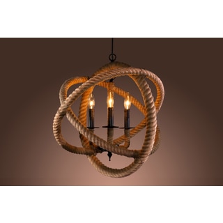 Natalia 3-light Rope Enclosed Chandelier with Bulbs