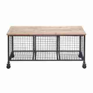 Industrial Finish Storage Bench with 3 Wire Baskets